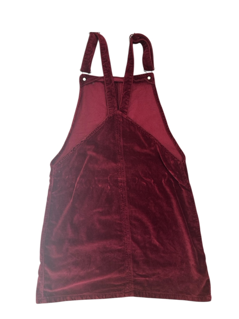 Top shot Moto Velvet Pinafore Overall Dress in Deep Burgundy Size 4 - Picture 3 of 5